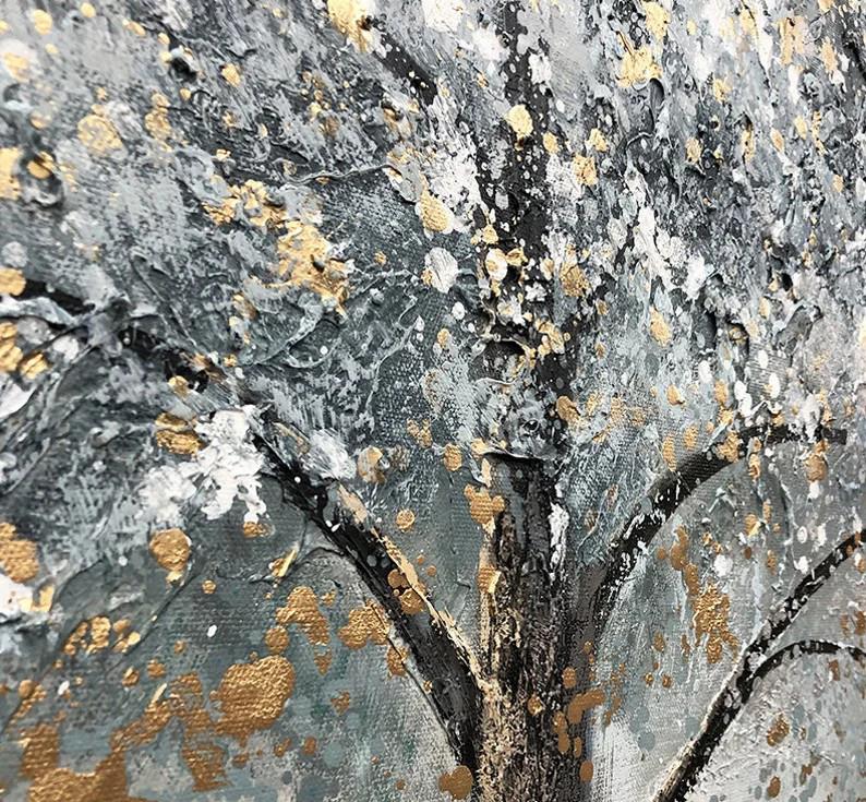 Détail argenté de sable d’arbre Peintures à l'huile